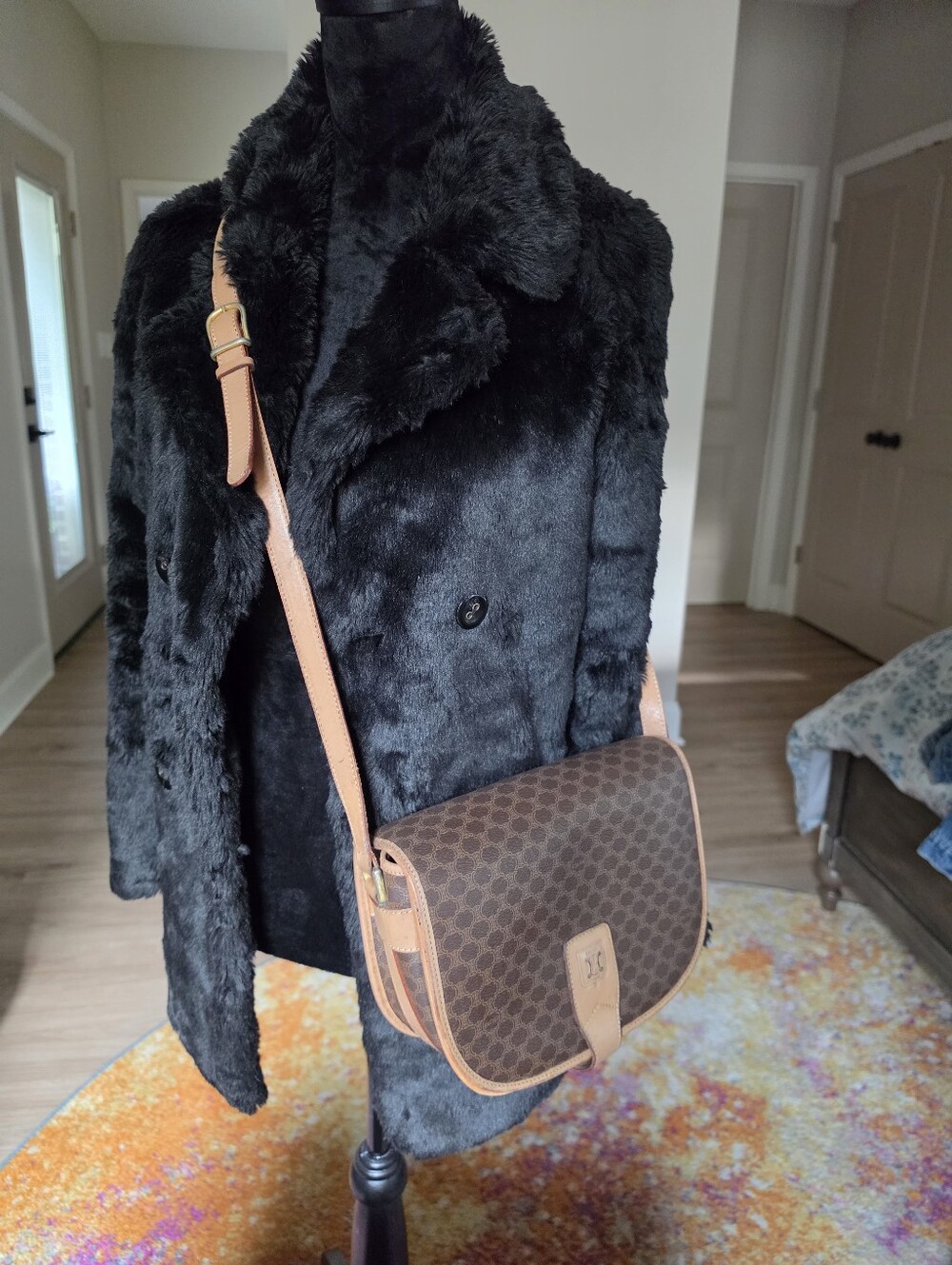 Authentic Celine Macadam Coated Canvas Crossbody Bag Or Shoulder Bag